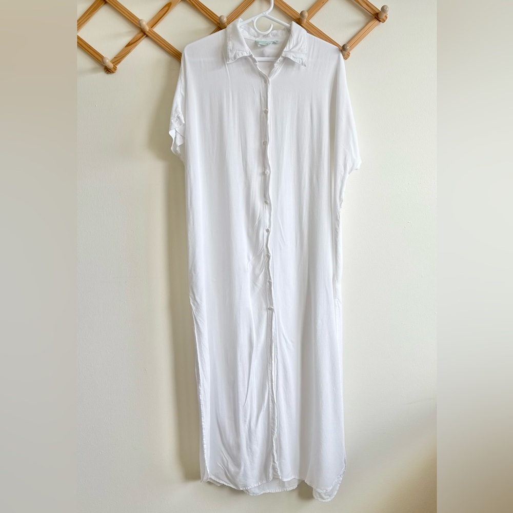 True Destinations Button Down Cover Up Shirt Dress